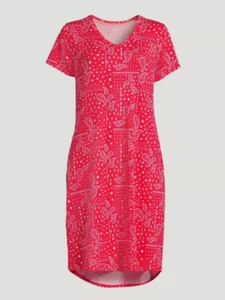 Joyspun Women's Sz 4-6 SMALL Nightgown Knit Midi Bandana Rock N Red Paisley NWT - Picture 1 of 5
