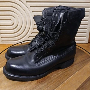 Addison Shoe Co. Mens Sz 8.5 D Military Boots Combat Vibram Soles Black Leather - Picture 1 of 8