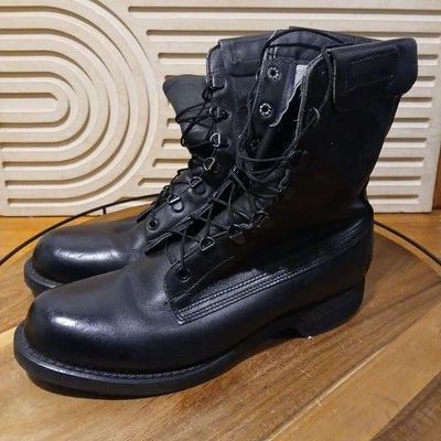 Addison Shoe Co. Hombres Talla 8.5 D Botas Militares Combate Suelas Vibram Cuero Negro Foto 1 de 4
