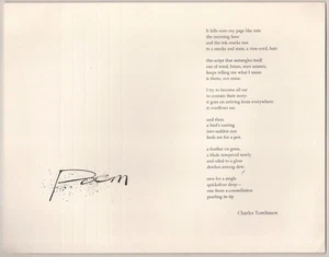 Charles TOMLINSON / POEM 1st Edition 1980 #190028 - Picture 1 of 1