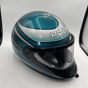 Vintage Bell Polaris Large Wedge Snowmobile Helmet Green Teal Silver By Bell - Picture 1 of 20