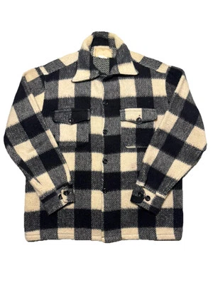 Vintage Melton 60s 70s Flannel Jacket Shirt Buffalo Plaid Men’s Medium - Image 1 of 4