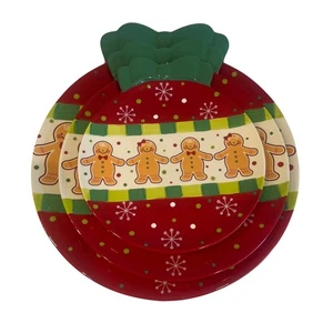 Temptations by Tara Gingerbread Christmas Ornament Plates Set of 3 Holiday Santa - Picture 1 of 7