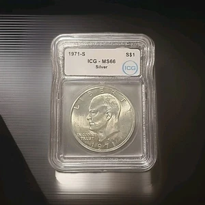 1971-S 1 $ EISENHOWER SILVER DOLLAR ICG MS66 ☆KEYDATE☆ - Bild 1 von 4