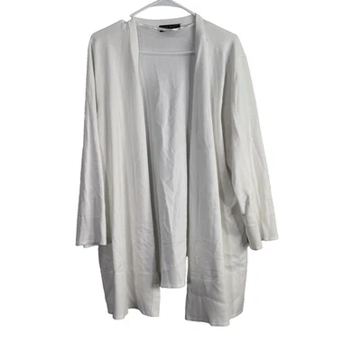 Cárdigan suéter Lane Bryant frente abierto para mujer talla 26/28 blanco largo acanalado plumero Foto 1 de 4