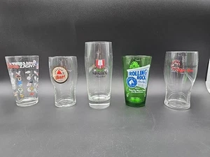 Vintage Coors Light Bass Spaten Minchan Rolling Rock Budweiser Glass Lot - Picture 1 of 6