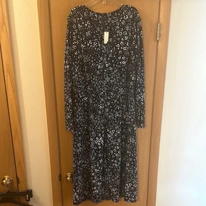 Talbots Women’s Floral V Neck Midi Dress New Blue White Size XL - Picture 1 of 12