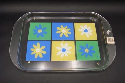 Bandeja para servir vintage mod flor margarita acrílico transparente arte pop decoración de cocina Foto 1 de 4