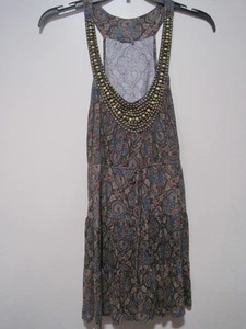 Vestido top Charlotte Russe con cuentas espalda de afeitar para mujer talla mediana marrón sin mangas - Imagen 1 de 7