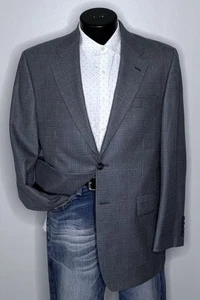 Ralph Lauren Seide Wolle Grau Blau Hahnentritt Blazer Anzug Jacke Mantel Herren 40R - Bild 1 von 19