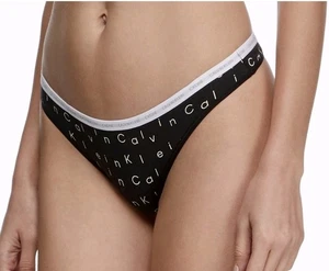 CALVIN KLEIN CK One Cotton Black White Grey Thong Panty Womens Small - Picture 1 of 4