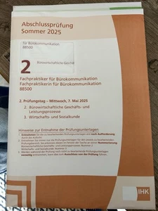 ORG. Ihk Prüfung Fachpraktiker für Büromanagement Sommer 2025 Teil 2 Top Neu!! - Bild 1 von 1