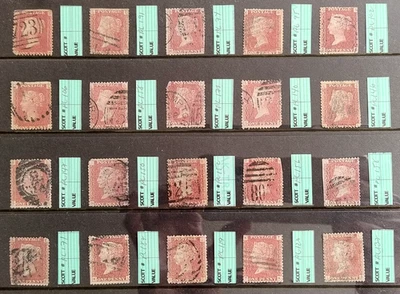 GB QV stamp 1864 Sc 33 Penny red 20 lot used condition as seen, combine shipping - Image 1 of 2
