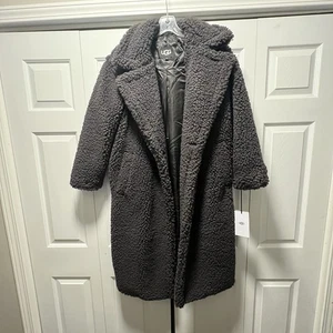 Cappotto lungo UGG Gertrude Teddy donna piccolo inchiostro nero nuovo con etichetta accogliente - Foto 1 di 17