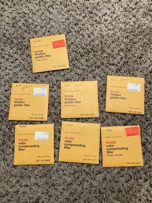 Kodak CC40M, CC10Y, CC50R, 8, 80A, 25, 11, Gelatin Filters 3” - Image 1 of 2