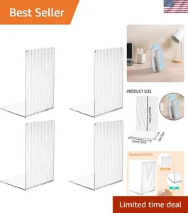 4 Stück klare Acryl Buchstützen für stilvolle Heimorganisation & schwere Bücher - Bild 1 von 8