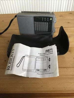 Roberts R-871 In Silver 15 Band FMSW1-12MWLW Travel Alarm World Radio TESTED - Image 1 of 4