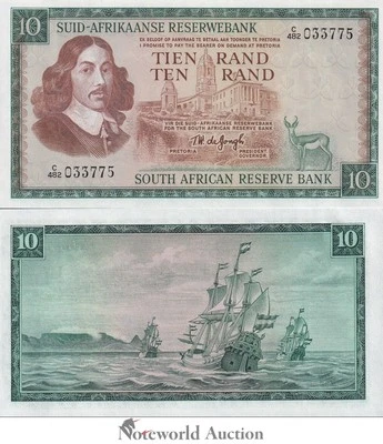 SOUTH AFRICA 10 Rand ND 1966-1976 P 114c watermark van Riebeeck UNC - Image 1 of 4