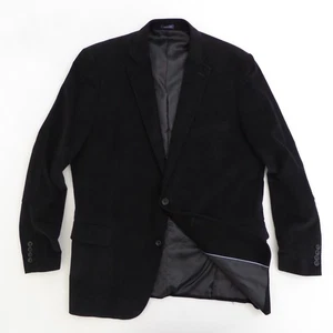 Stafford Mens 48 Long Classic Fit Sport Coat Blazer Black Corduroy Cotton - Picture 1 of 11