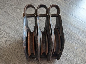 Vintage BRONZE BUSHED Pulley 3 Tier - Picture 1 of 7