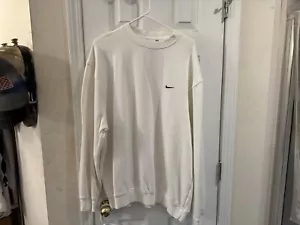 Vintage 90s Nike Embroidered White Crewneck Sweatshirt Grey Tag XXL - Bild 1 von 17