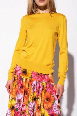 全新无标签 Dolce & Gabbana Mustard 黄色毛衣 带 DG 口音 尺寸 36/US 0 $975 — 第 1/4 张图片