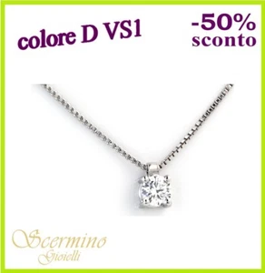 CIONDOLO PUNTO LUCE IN ORO BIANCO DIAMANTE NATURALE D VS1 1 CARATO CERT. DGC - Foto 1 di 5