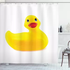Rubber Duck Shower Curtain Cute Yellow Ducky Print for Bathroom - Picture 1 of 6