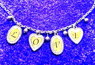 COLLAR BRIGHTON LOVE AMARILLO OVALADO+CORAZONES CRISTAL SWAROVSKI PLATA LN✨VTG Foto 1 de 4