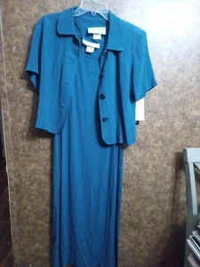 Jessica Howard VINTAGE 2 piece teal dress/jacket size 6 petite BRAND NEW - Picture 1 of 6