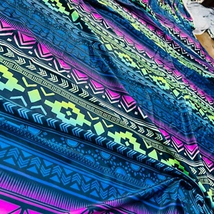 Tela de spandex de nailon con estampado de colores étnicos indios 4 vías elástica para trajes de baño baile - Imagen 1 de 7