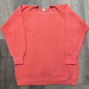 Vintage 1960s Sportswear of Creslan And Cotton Pink Crewneck Blank Sweatshirt M - Picture 1 of 4
