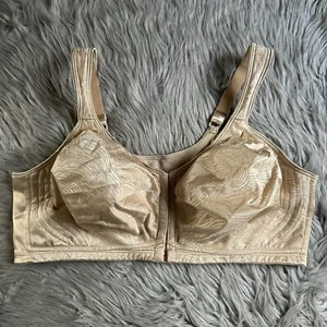 Playtex Wireless Unlined Bra Womens Size 46DD Tan Front Closure Wirefree - Picture 1 of 8