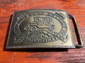 Vintage 1980's Henry Ford Detroit Ford Model-T Bronze Belt Buckle, Excellent - Picture 1 of 2