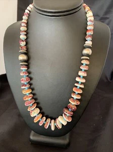 Navajo Purple Spiny Oyster & Turquoise Necklace Graduated 22" 11390 - Picture 1 of 12
