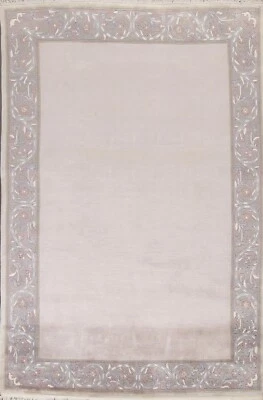 5'x8' Bordered Nepal Tibetan Oriental Area Rug Hand-knotted Transitional Carpet - Image 1 of 4