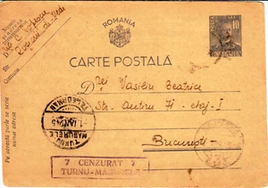 Rumänien, 1945, Zweiter Weltkrieg Militär zensiertes Schreibpapier Postkarte, Turnu-Magurele - Bild 1 von 2