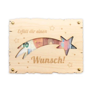 „Erfüll dir einen Wunsch“ - Glückwunsch-Karte aus Holz als Wunscherfüller - Bild 1 von 7
