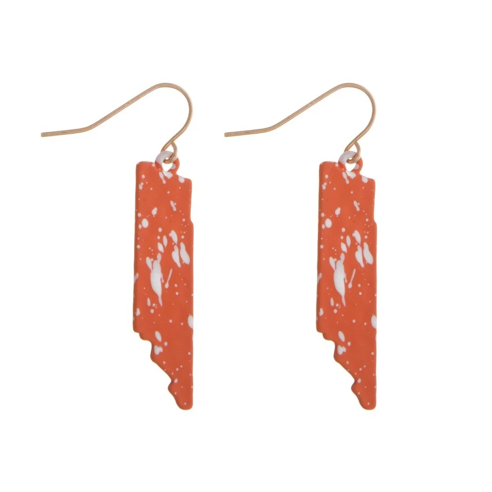Tennessee Volunteers Orange and White State Earrings, Fish Hook Gift For Her Mom - Image 1 of 1