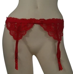 Red Victoria's Secret Garter Belt Floral Lace & Bow On The Front Size M/L - Picture 1 of 6