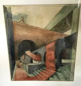 20th CENT ORIGINAL PAINTING -THE RED CARPET - SIGNED: GEORGE D.WOEHRL 1926-2002 - Picture 1 of 4