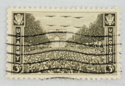Franqueo de EE. UU. ~ Ejército de EE. UU./Militar Segunda Guerra Mundial ~ Sello de 3¢ ~ Publicado ~ 1945 ~ Q22 Foto 1 de 4