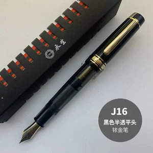 Pluma Estilográfica Jumbo Junlai WingSung 630 2023 Transparente Negra Tapa Plana 0,6 mm Nuevo en Caja - Imagen 1 de 5