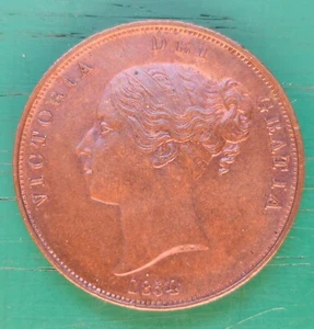 Moneda Victoria Penny 1854 tridente liso Peck 1506 Luster A/UNC #599 - Imagen 1 de 2