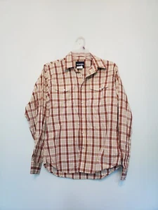 Wrangler Boys XL Shirt Pearl Snap Front Orange Plaid Western 100% Cotton Cowboy  - Picture 1 of 5
