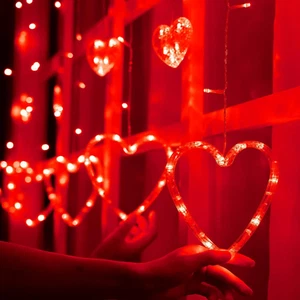 Valentines Day Decor Lights,138 LED 12-Heart-Shaped String Lights Waterproof,8 M - Picture 1 of 12