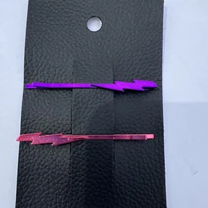 Free People 2.5” Lightning Bolt Hair Bobby Pins RED/PURPLE NEW - Picture 1 of 7