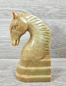 Vintage Yellow Onyx 8" Horse Head Hand Carved Stone Figurine Home Decor Gift - Picture 1 of 17