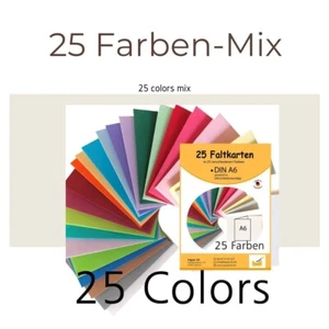 Karten-Set, 25 bunte A6 Faltkarten in 25 unterschiedlichen Farben als Set, ideal - Bild 1 von 6