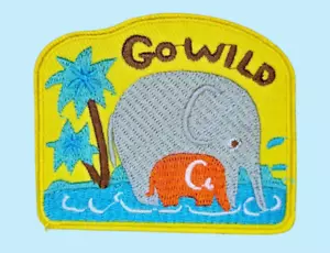 GO WILD ELEPHANTS POND VACATION OUTDOORS ANIMAL ADVENTURE IRON ON PATCH - Picture 1 of 2